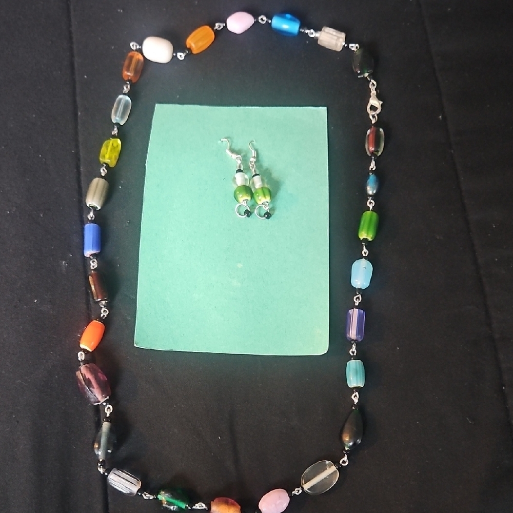 Multicolor Beaded Necklace and Earring Set